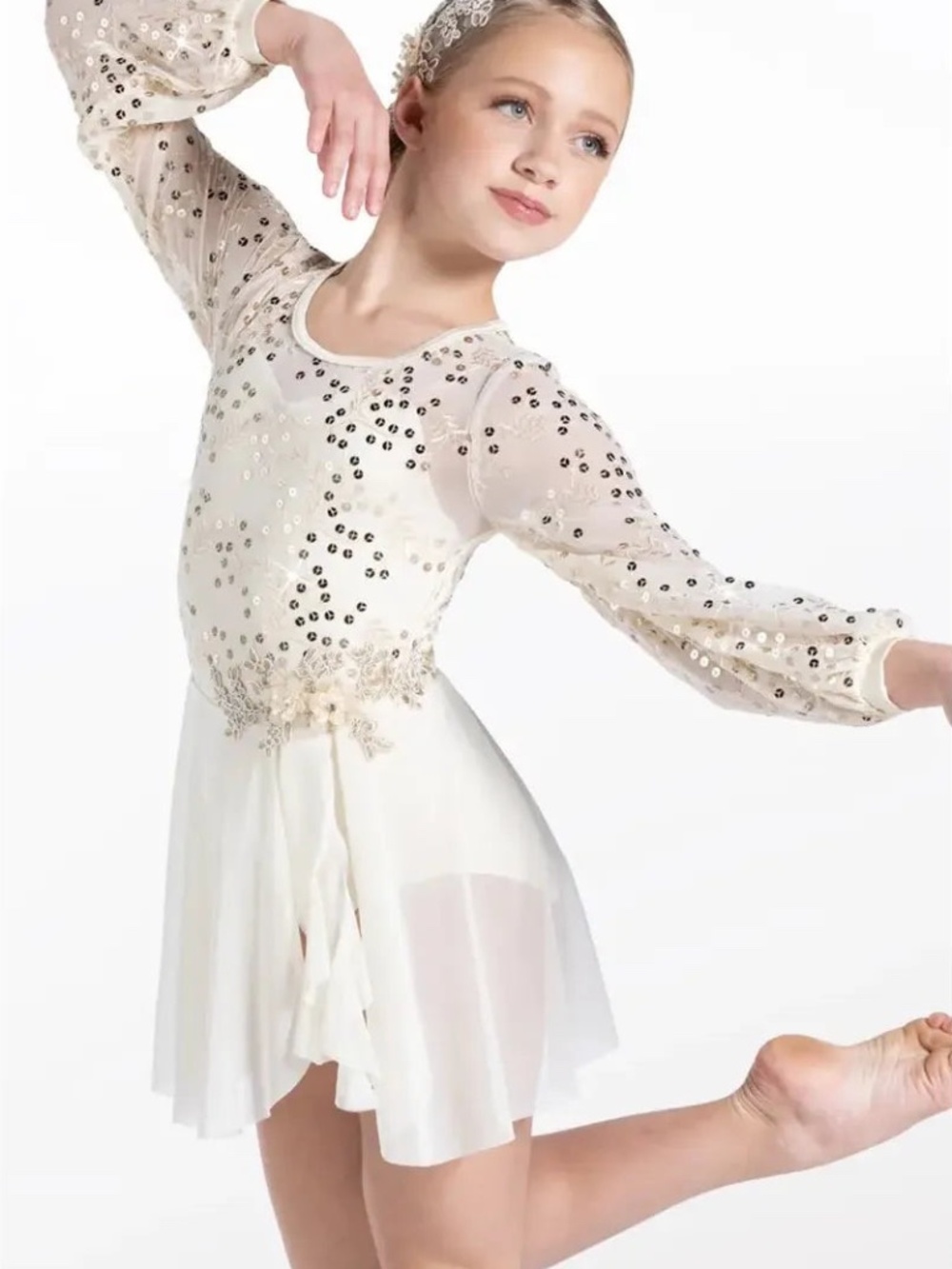 weissman white floral sequin dress